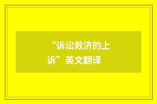 “诉讼救济的上诉”英文翻译