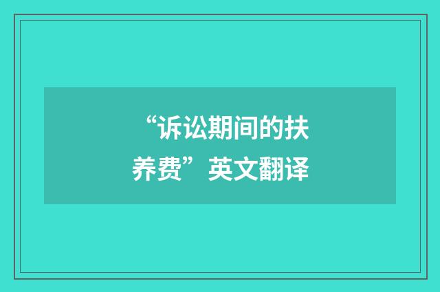 “诉讼期间的扶养费”英文翻译