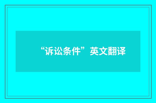 “诉讼条件”英文翻译