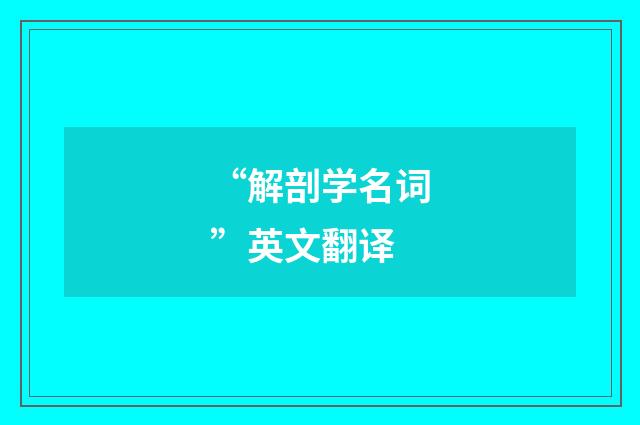 “解剖学名词”英文翻译