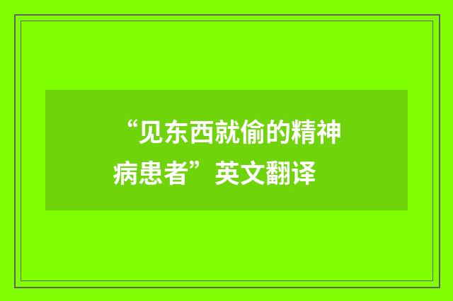 “见东西就偷的精神病患者”英文翻译