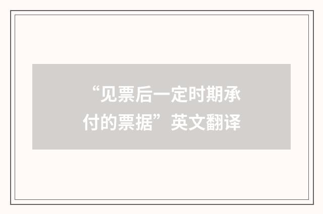 “见票后一定时期承付的票据”英文翻译