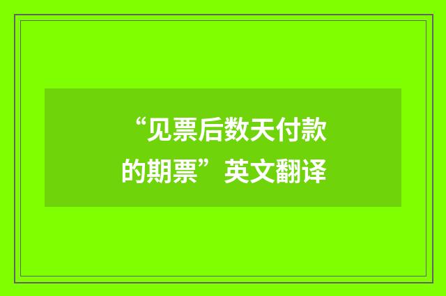 “见票后数天付款的期票”英文翻译