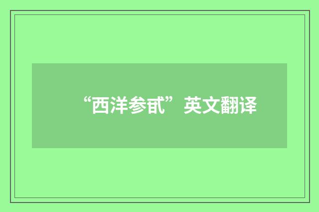 “西洋参甙”英文翻译