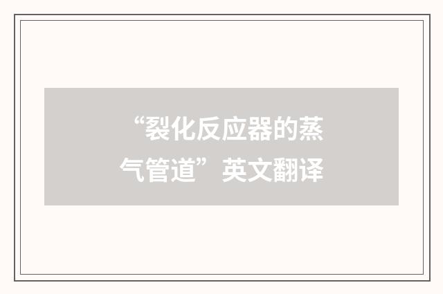 “裂化反应器的蒸气管道”英文翻译