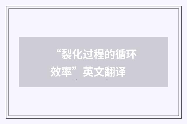 “裂化过程的循环效率”英文翻译