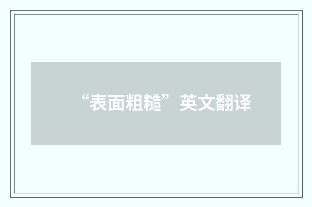 “表面粗糙”英文翻译