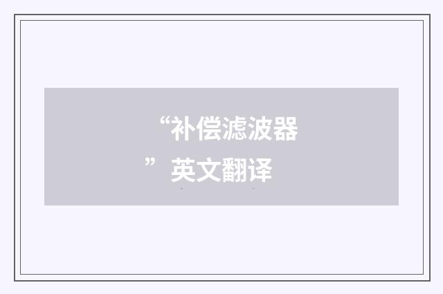 “补偿滤波器”英文翻译