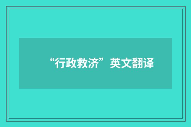 “行政救济”英文翻译