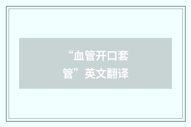 “血管开口套管”英文翻译
