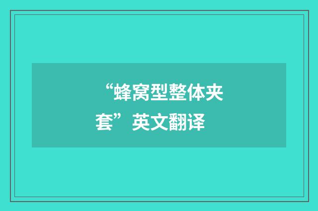 “蜂窝型整体夹套”英文翻译