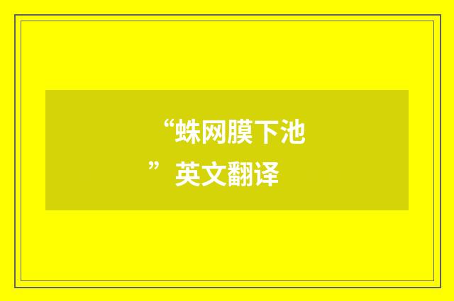 “蛛网膜下池”英文翻译