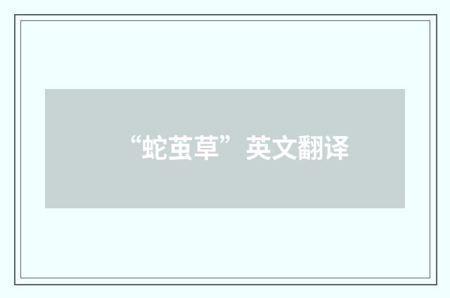 “蛇茧草”英文翻译