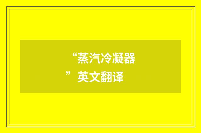 “蒸汽冷凝器”英文翻译