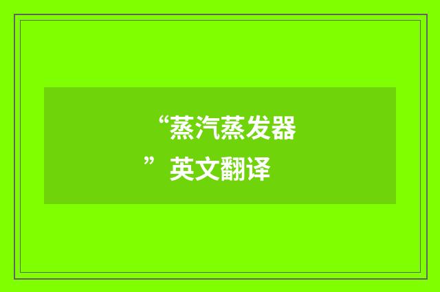 “蒸汽蒸发器”英文翻译