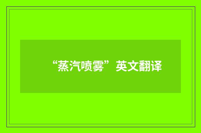 “蒸汽喷雾”英文翻译