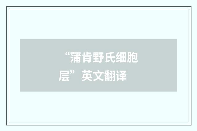 “蒲肯野氏细胞层”英文翻译