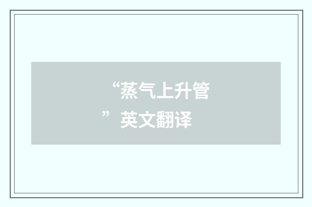 “蒸气上升管”英文翻译