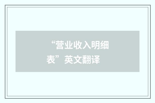 “营业收入明细表”英文翻译