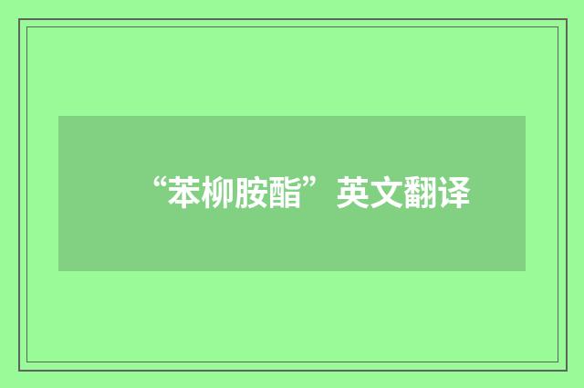 “苯柳胺酯”英文翻译