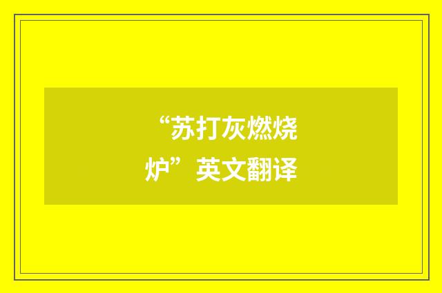 “苏打灰燃烧炉”英文翻译