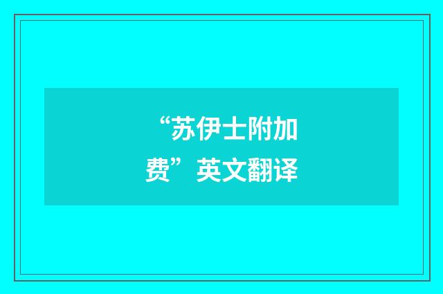 “苏伊士附加费”英文翻译