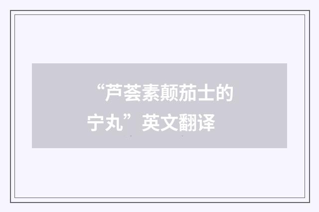 “芦荟素颠茄士的宁丸”英文翻译