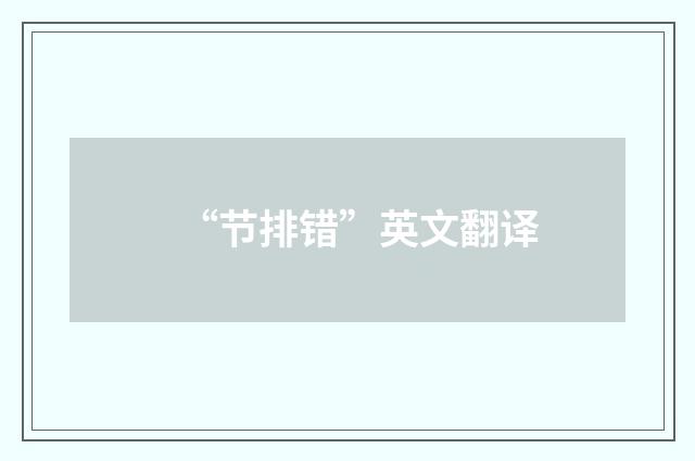 “节排错”英文翻译