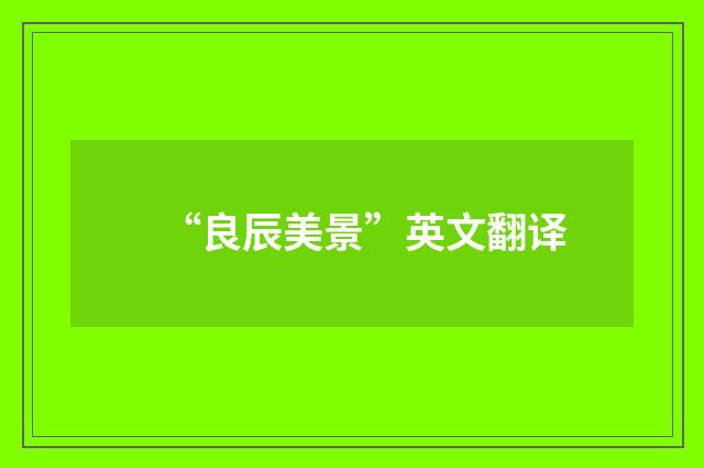 “良辰美景”英文翻译