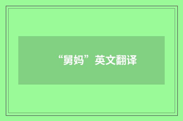 “舅妈”英文翻译