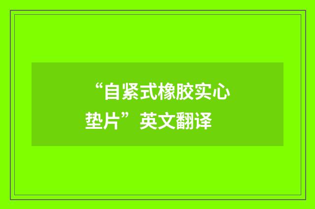 “自紧式橡胶实心垫片”英文翻译