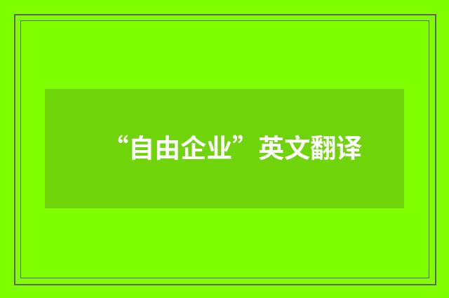 “自由企业”英文翻译