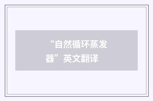 “自然循环蒸发器”英文翻译