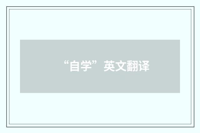 “自学”英文翻译