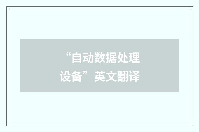 “自动数据处理设备”英文翻译