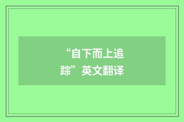 “自下而上追踪”英文翻译