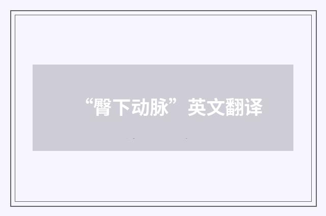 “臀下动脉”英文翻译