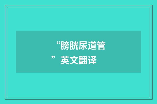 “膀胱尿道管”英文翻译