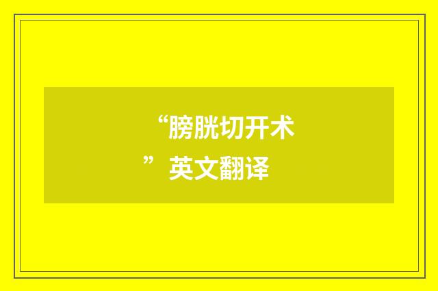 “膀胱切开术”英文翻译