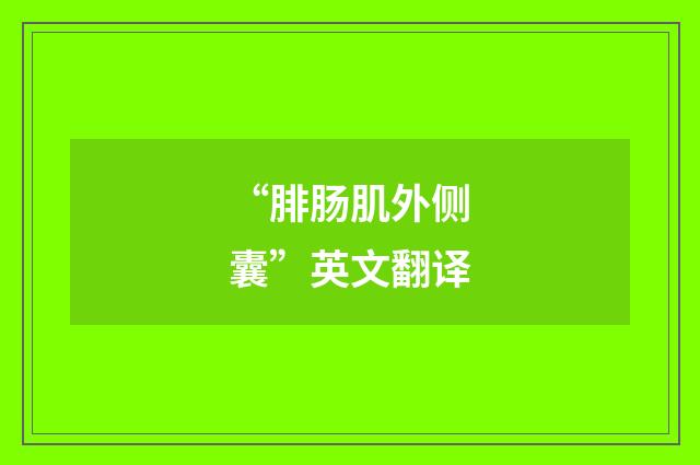 “腓肠肌外侧囊”英文翻译