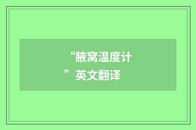 “腋窝温度计”英文翻译