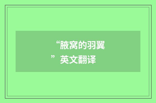 “腋窝的羽翼”英文翻译