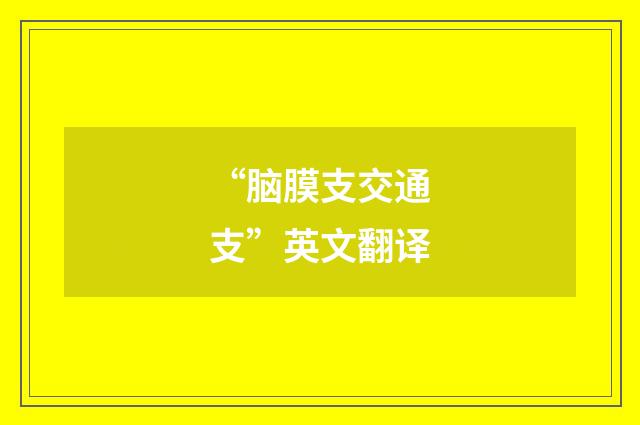 “脑膜支交通支”英文翻译