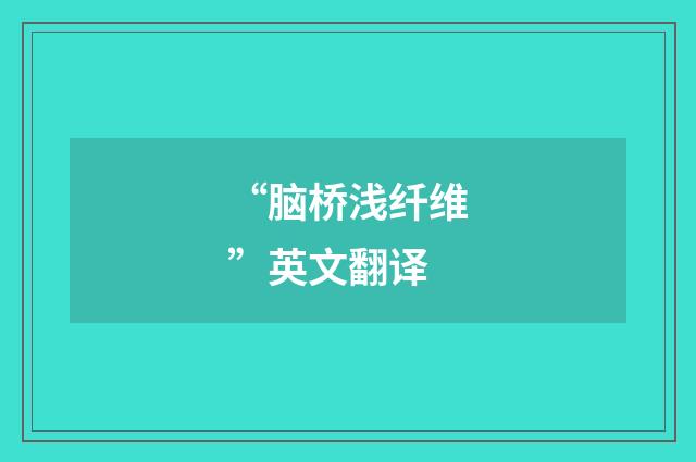 “脑桥浅纤维”英文翻译
