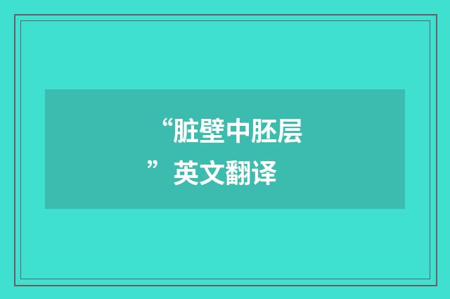 “脏壁中胚层”英文翻译