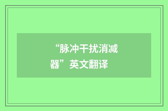 “脉冲干扰消减器”英文翻译