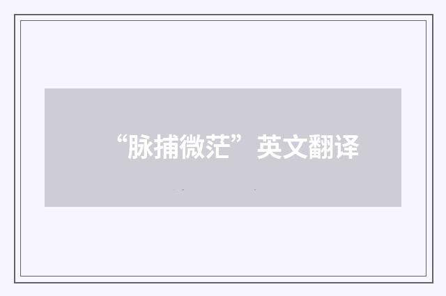 “脉捕微茫”英文翻译