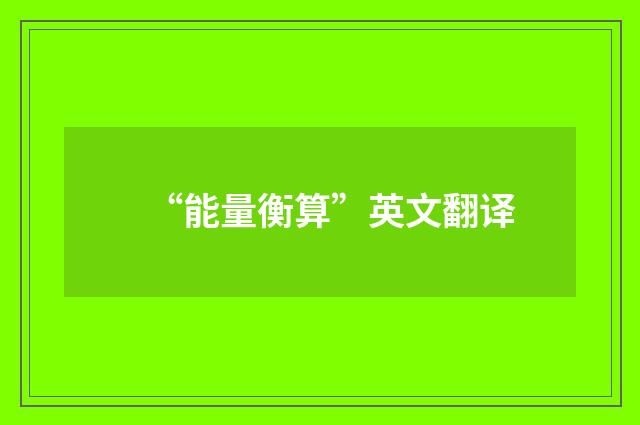 “能量衡算”英文翻译