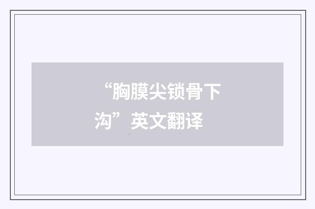“胸膜尖锁骨下沟”英文翻译