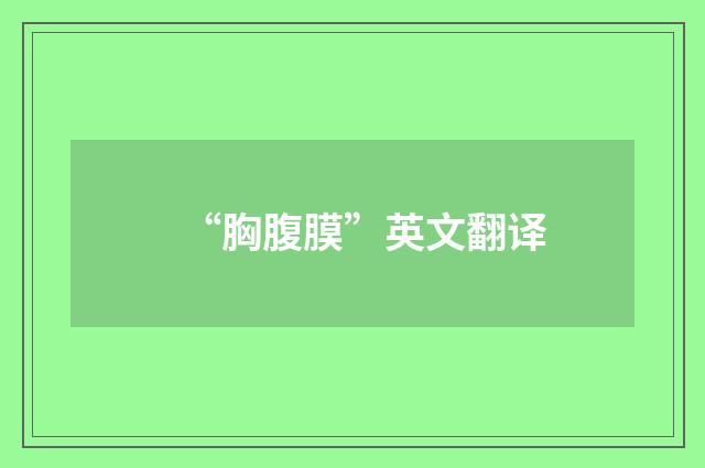 “胸腹膜”英文翻译
